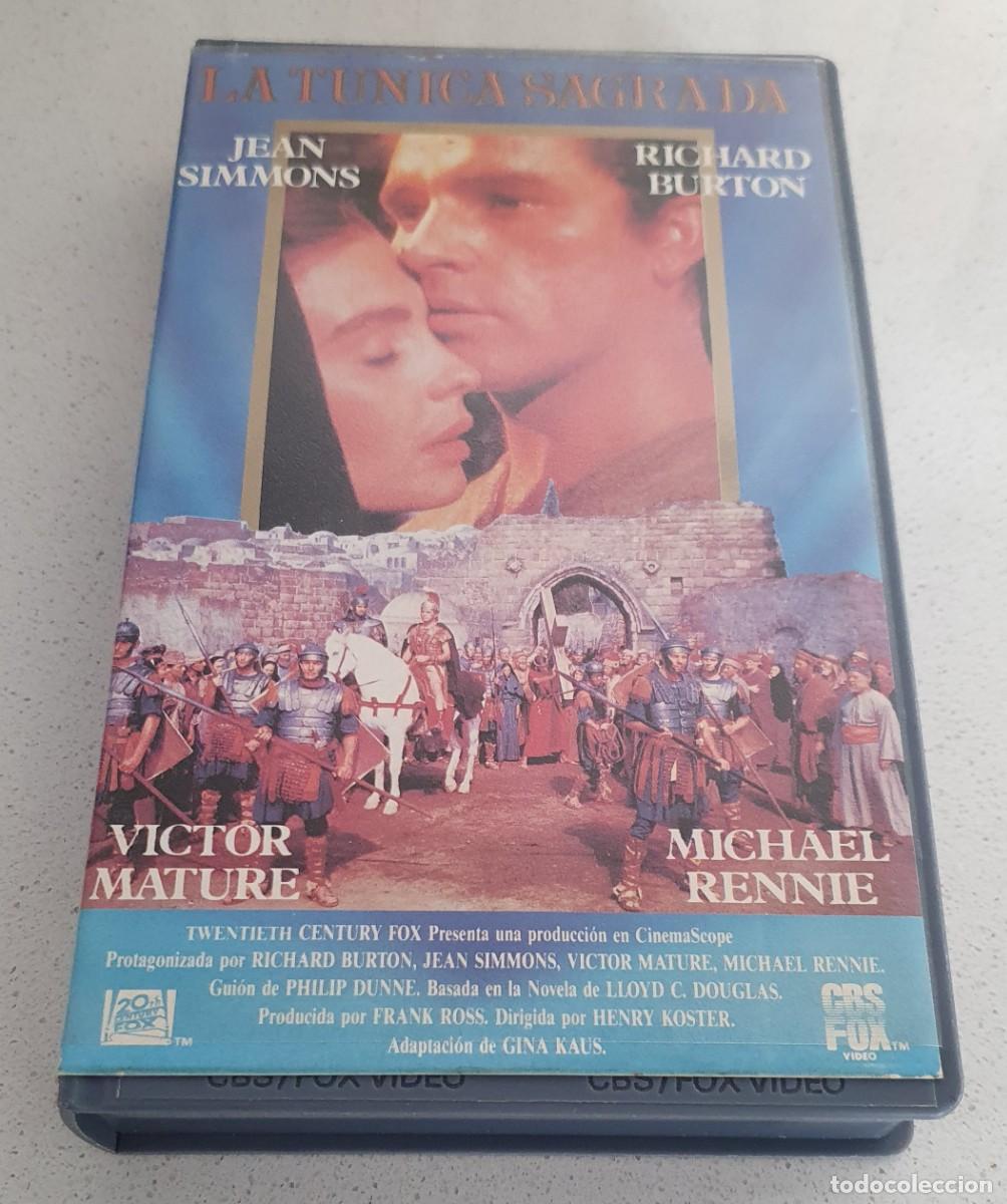 Cine: Pel&iacute;cula Vhs La T&uacute;nica Sagrada. Richard Burton, Jean Simmons. Cbs Fox Video 1988. Videoclub alquiler