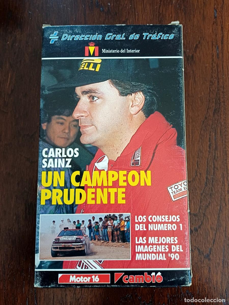 Cine: VHS-DGT Carlos Sainz Mundial 1990 - Tr&aacute;fico Motor 16 Cambio rally Toyota Celica vintage