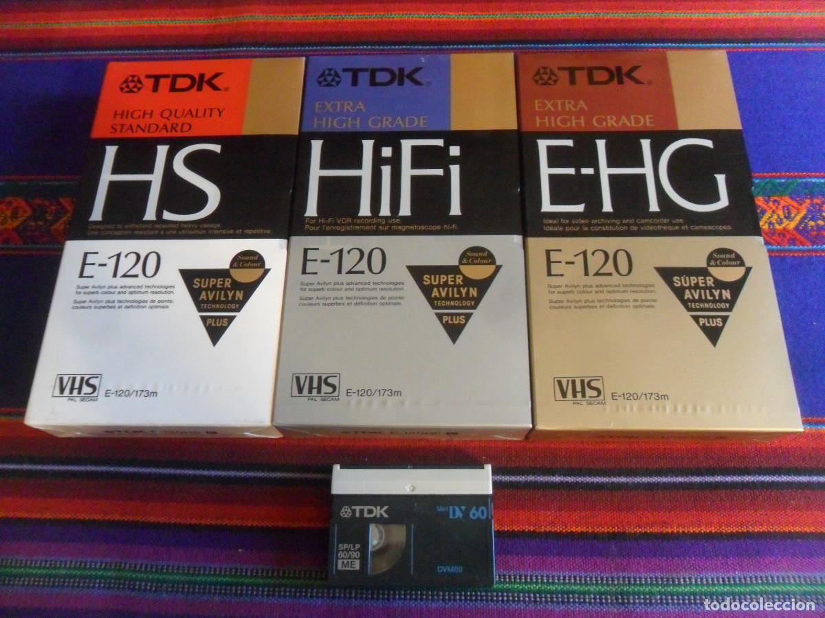 Cine: PEL&Iacute;CULA VHS PRECINTADA TDK E-120 HIFI, E-HG EXTRA HIGH GRADE, HS QUALITY STANDARD, MINI DV 60 RARAS