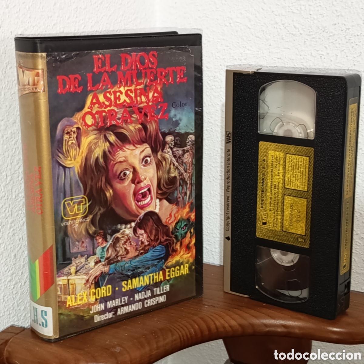 Cine: El dios de la muerte asesina otra vez. Samantha eggar. Pel&iacute;cula VHS