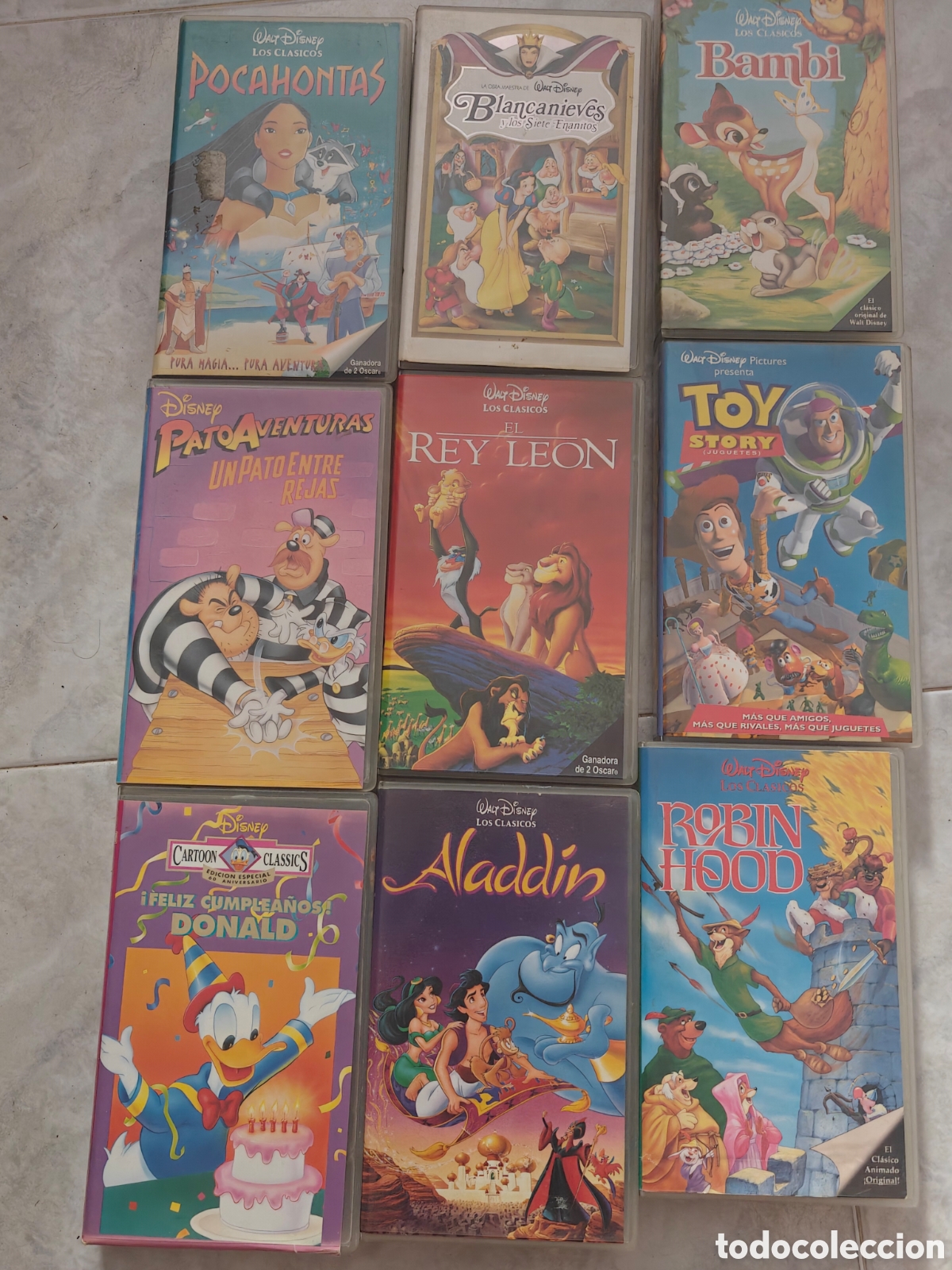 Cine: Gran Lote 9 Cintas VHS Cl&aacute;sicos Disney y Toy Story - Estuches Originales - A&ntilde;os 90