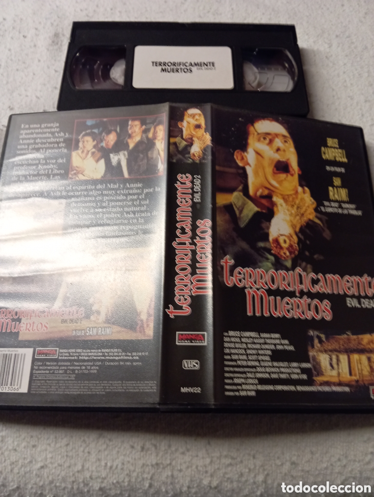 Cine: VHS GOREMANIA Bruce Campbell Sam Raimi Terror&iacute;ficamente Muertos Evil Dead 2 1987 Manga Films 90/2000