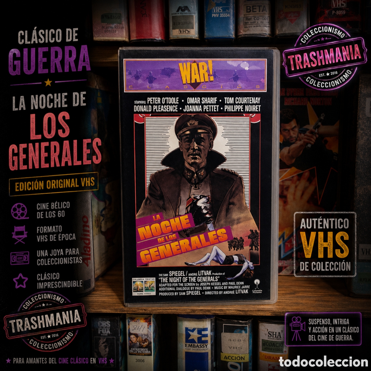 Cine: VHS LA NOCHE DE LOS GENERALES Donald Pleasence Philippe Noiret