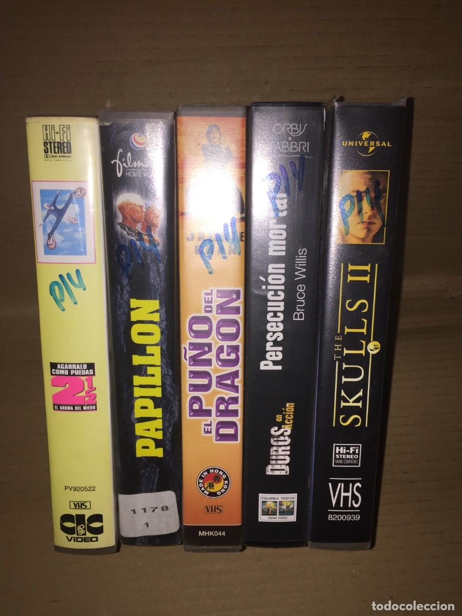 Cine: Vhs pack n&ordm; 14 vhs Agarralo como puedas 2 1/2, papillon, el pu&ntilde;o del dragon, persecucion mortal, sku