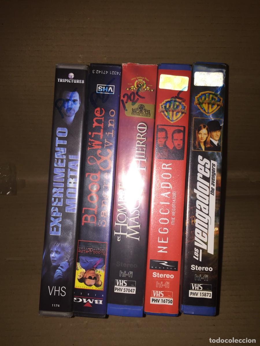 Cine: Vhs pack n&ordm; 25 vhs Experimento mortal, sangre y vino, el hombre de la mascara de hierro, negociador,