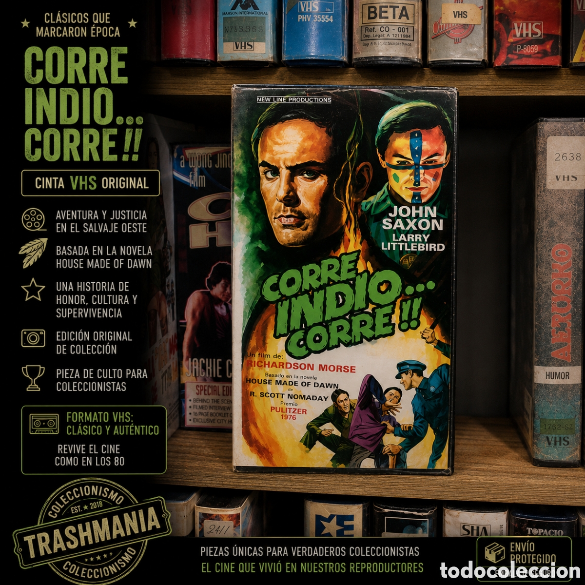 Cine: VHS CORRE INDIO CORRE John Saxon Drama Western Cult Rareza VHS Original
