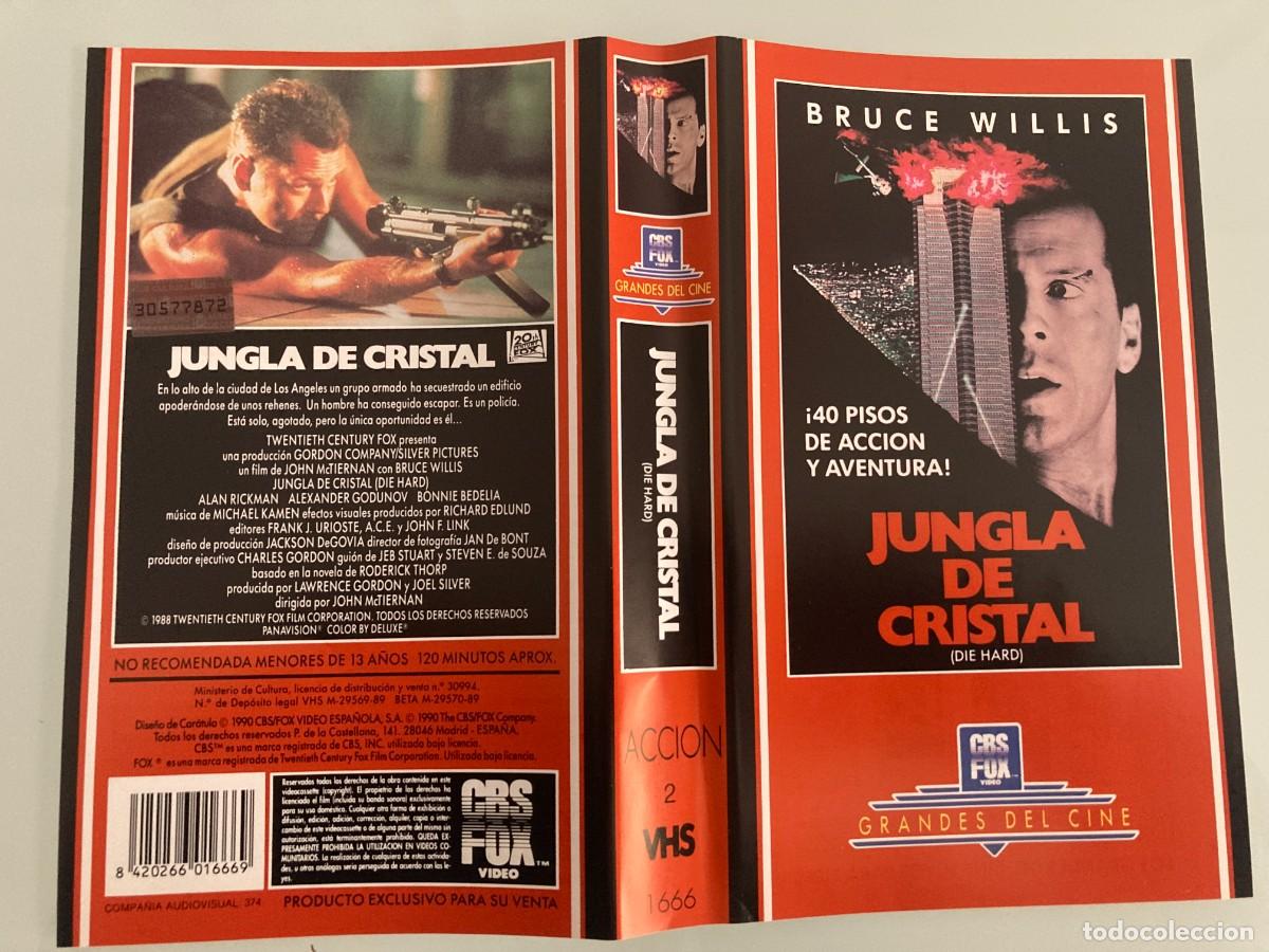 Cine: CARATULA, VHS, LA JUNGLA DE CRISTAL, BRUCE WILLIS, BONNIE BEDELIA, ALAN RICKMAN, ALEXANDER GODUNOV