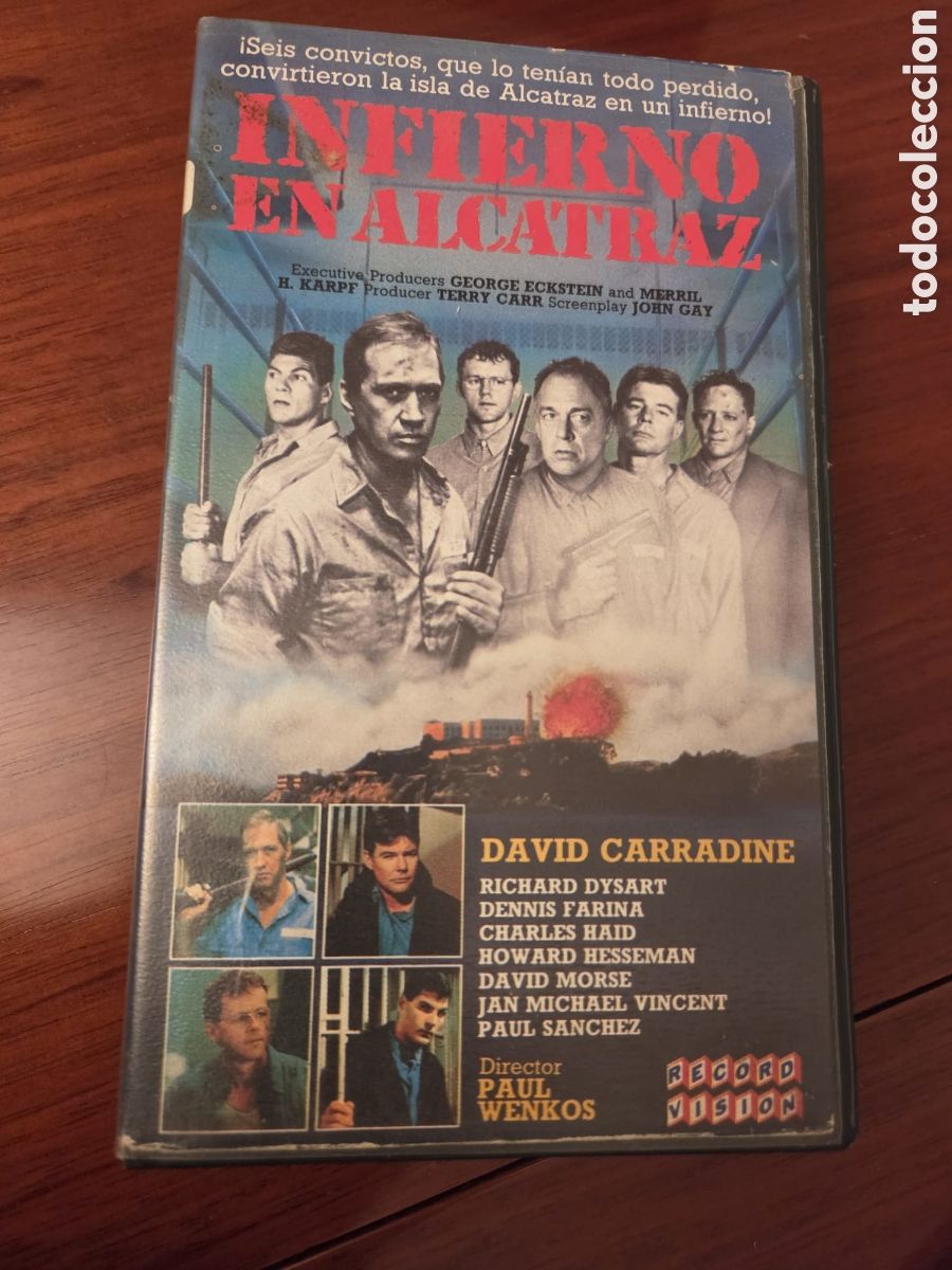 Cine: VHS Infierno en Alcatraz 1987 Record Vision &ndash; David Carradine Acci&oacute;n/Prisi&oacute;n Vintage
