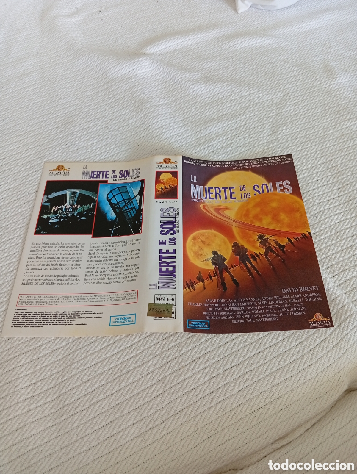 Cine: La muerte de los soles vhs (solo car&aacute;tula)
