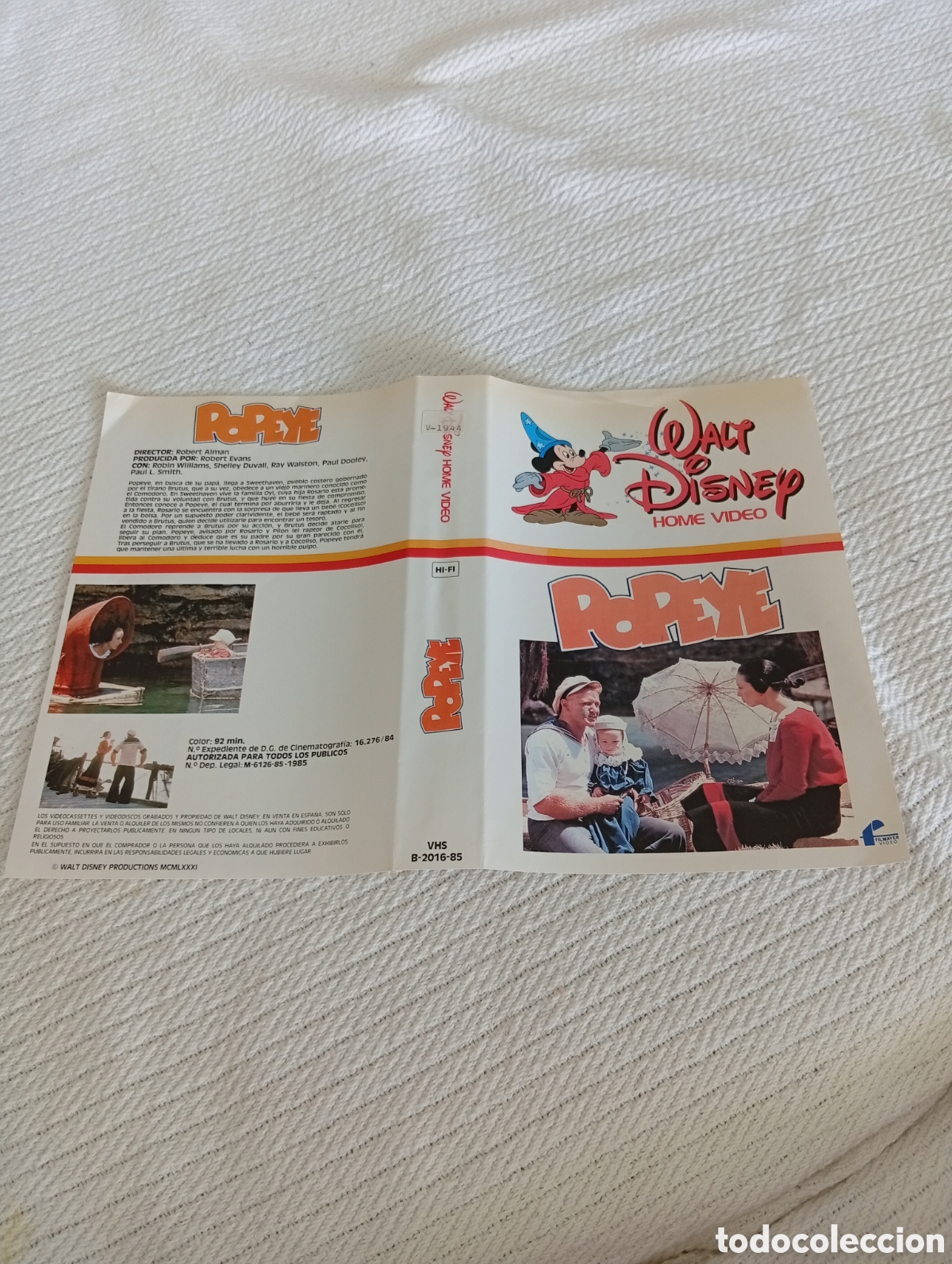Cine: Popeye Walt Disney vhs (solo car&aacute;tula)