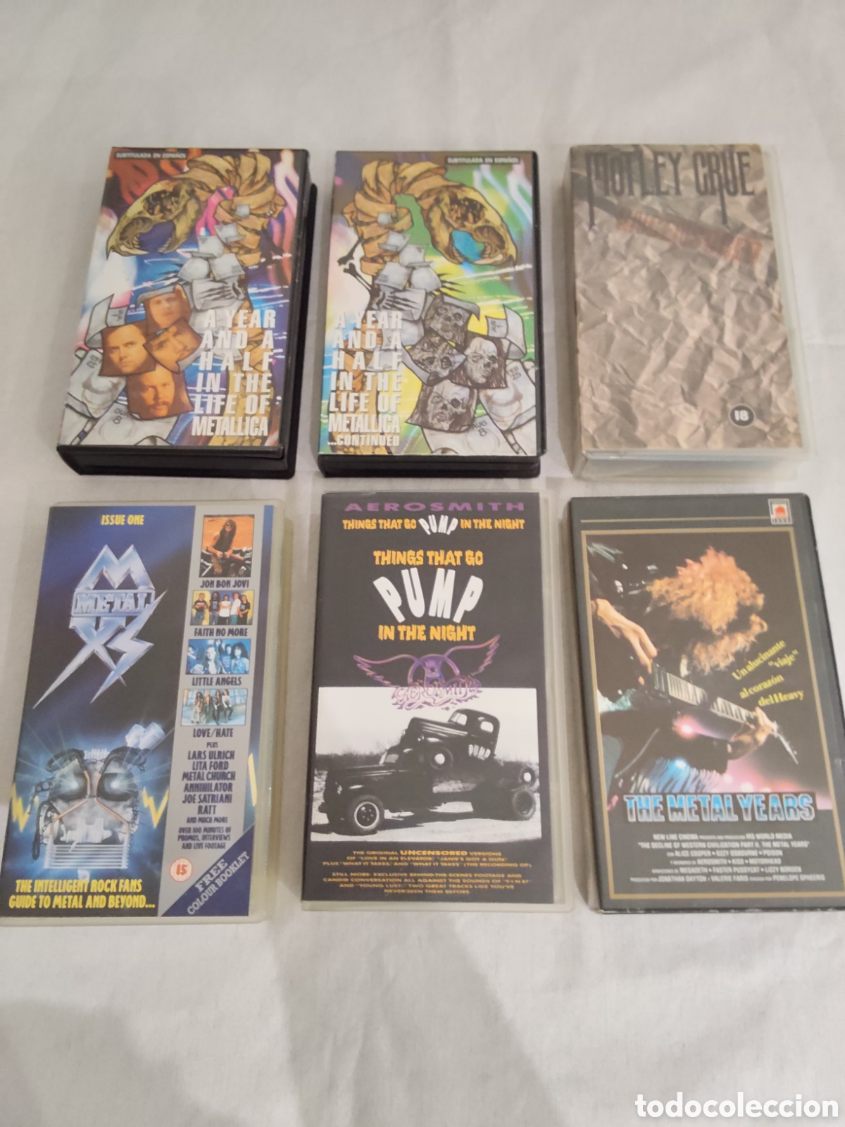 Cine: Lote 6 VHS Heavy Metal: Metallica, M&ouml;tley Cr&uuml;e, Aerosmith