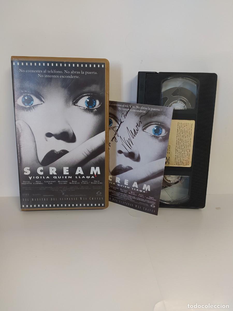 Cine: VHS SCREAM,VIGILA QUIEN LLAMA-CON TARJETA FIRMA WES CRAVEN-PELICULA VHS-