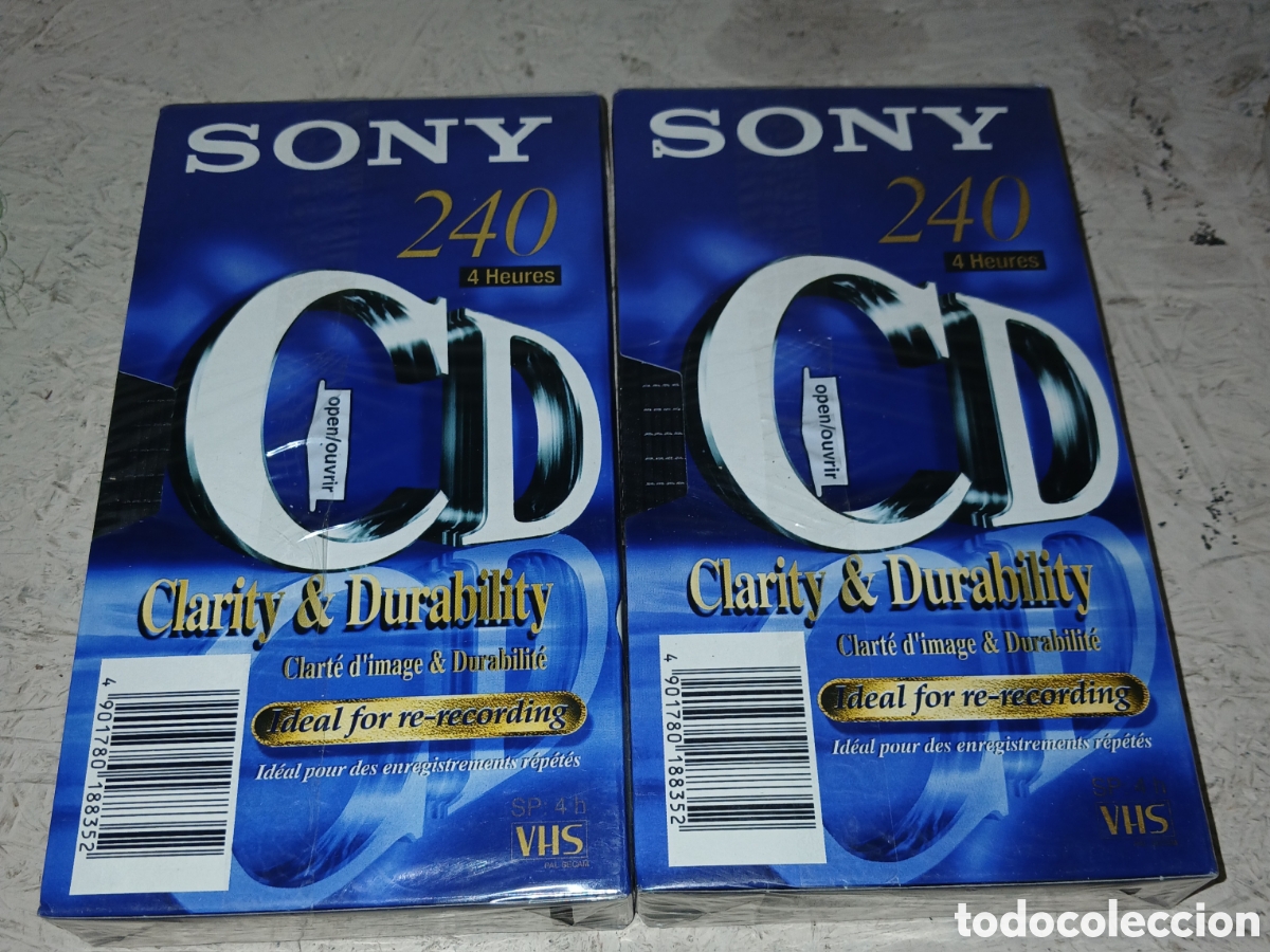 Cine: Lote 2 Cintas VHS SONY 240 Minutos (4 Horas) - Clarity & Durability - Precintadas