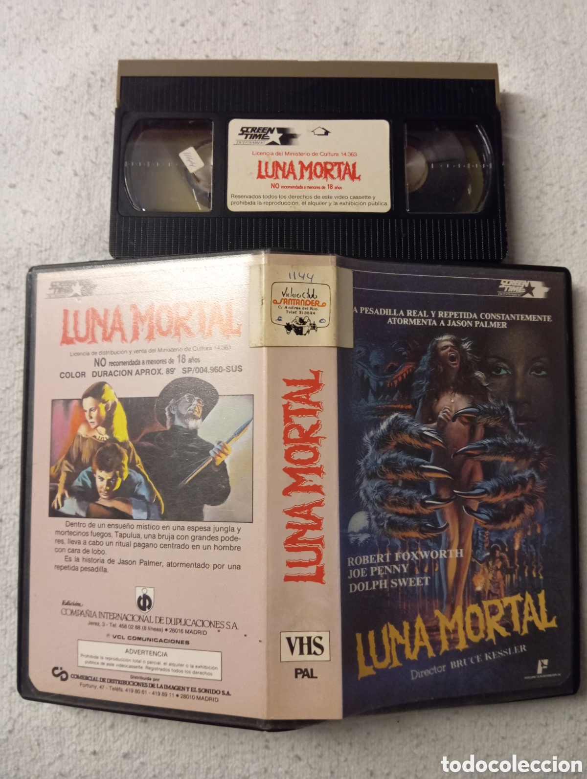 Cine: VHS &ldquo;Luna Mortal&rdquo; (1987) PAL Espa&ntilde;ol &ndash; Edici&oacute;n Videoclub Vintage Terror Culto + Car&aacute;tula Original