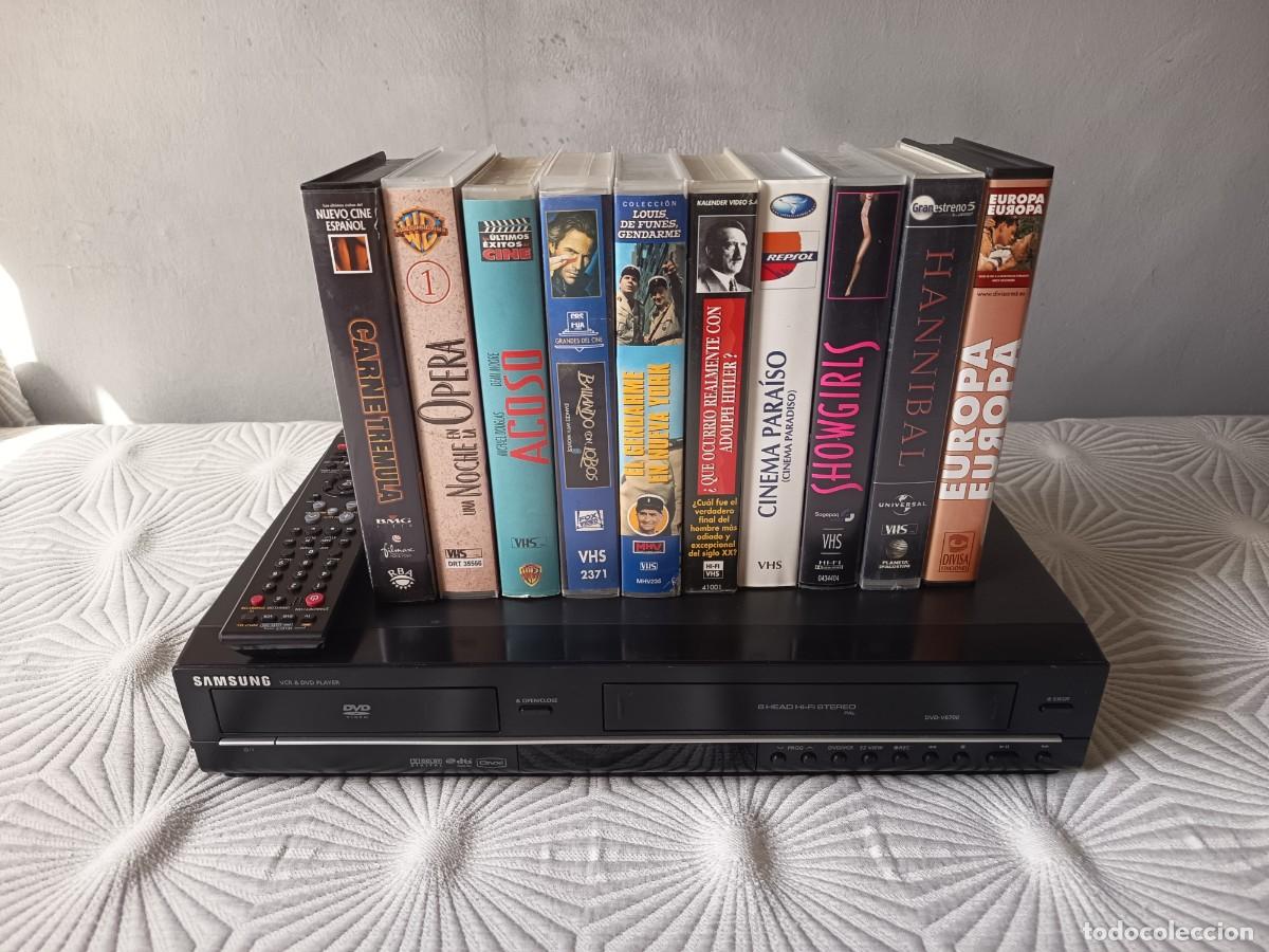 Kino: reproductor dvd y vhs samsung DVD V6700, con mando original y 10 peliculas vhs.