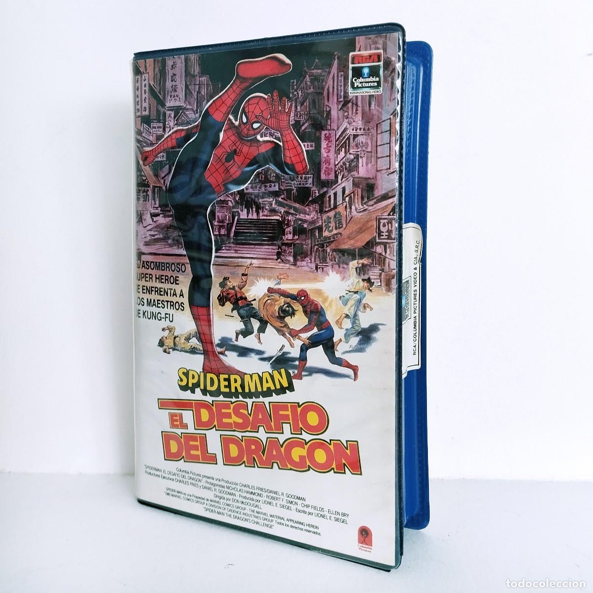 Cine: SPIDERMAN: EL DESAFIO DEL DRAGON (RCA) CARATULA PROMOCIONAL, CAJA GRANDE VHS, 1&ordf; EDICI&Oacute;N VIDEOCLUB