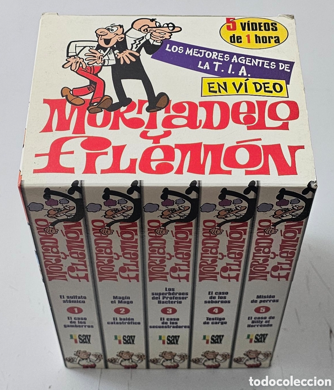Cine: PACK CAJA 5 VHS MORTADELO Y FILEMON (40&deg; Aniversario, 1994)
