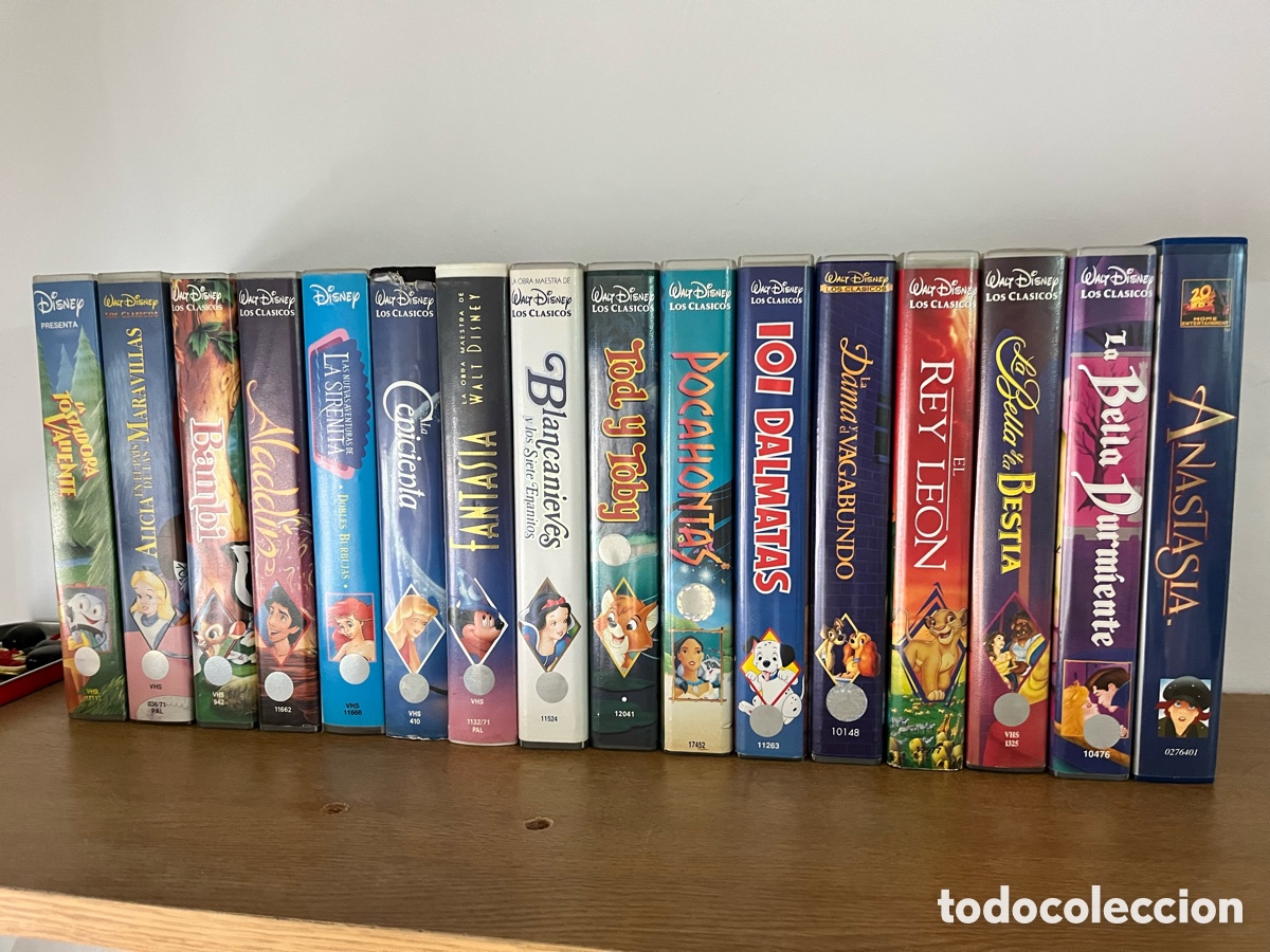Cine: Lote 16 VHS Disney originales el rey Le&oacute;n cenicienta sirenita fantas&iacute;a bambi Pocahontas