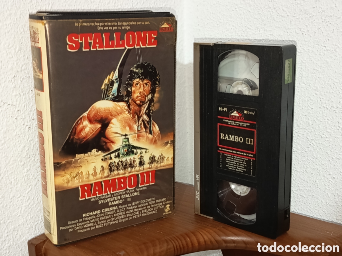 Cine: Rambo 3 lll. Sylvester Stallone. Pel&iacute;cula VHS