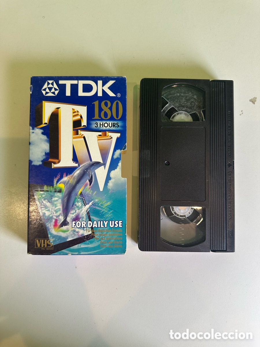 Cine: Cinta VHS TDK TV-180 3 Horas PAL/SECAM con Caja Original Vintage