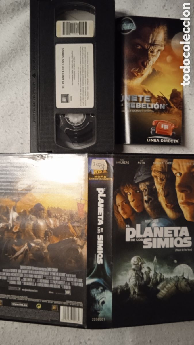 Cine: Lote pel&iacute;culas VHS El Planeta de los Simios (2001) + La Rebeli&oacute;n + Caja original &ndash; Coleccionistas &ndash;