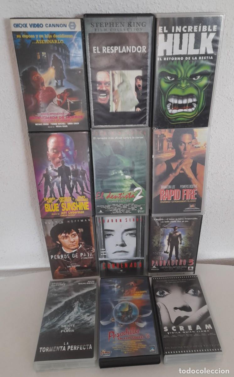 Cinema: Lote 12 pel&iacute;culas VHS Terror Thriller Suspense El Resplandor Scream Pesadilla Elm Street a&ntilde;os 80 90