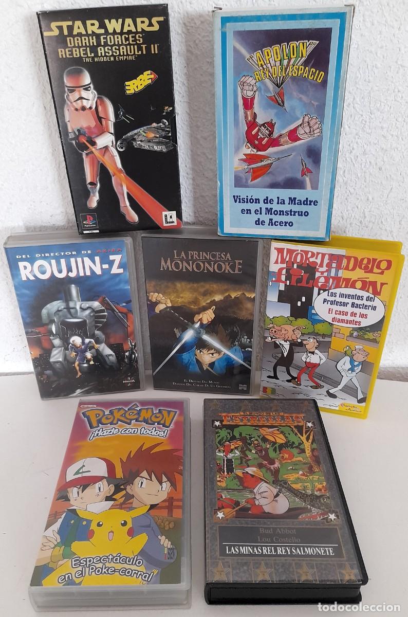 Cinema: Lote 7 pel&iacute;culas VHS Star Wars Playstation Apolon Rey Espacio Pok&eacute;mon Roujin Z Mononoke