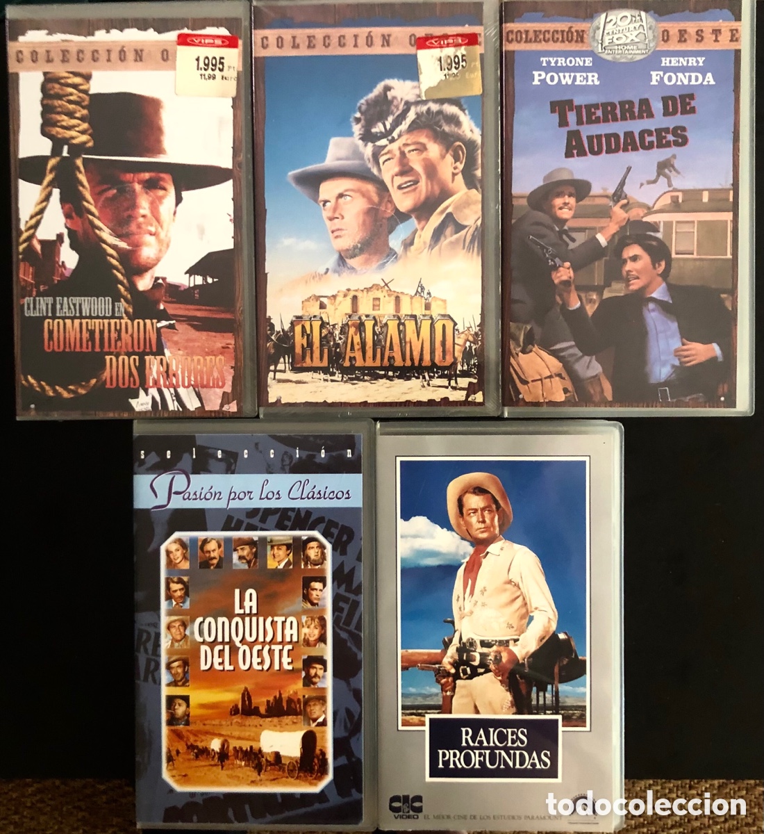 Cine: Lote 5 Pel&iacute;culas VHS Cine Western / Oeste Cl&aacute;sico - Clint Eastwood, John Wayne, Henry Fonda