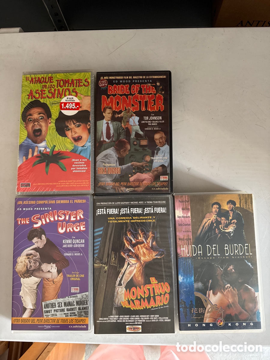 Cine: Lote de 5 pel&iacute;culas VHS, de cine de culto y terror.