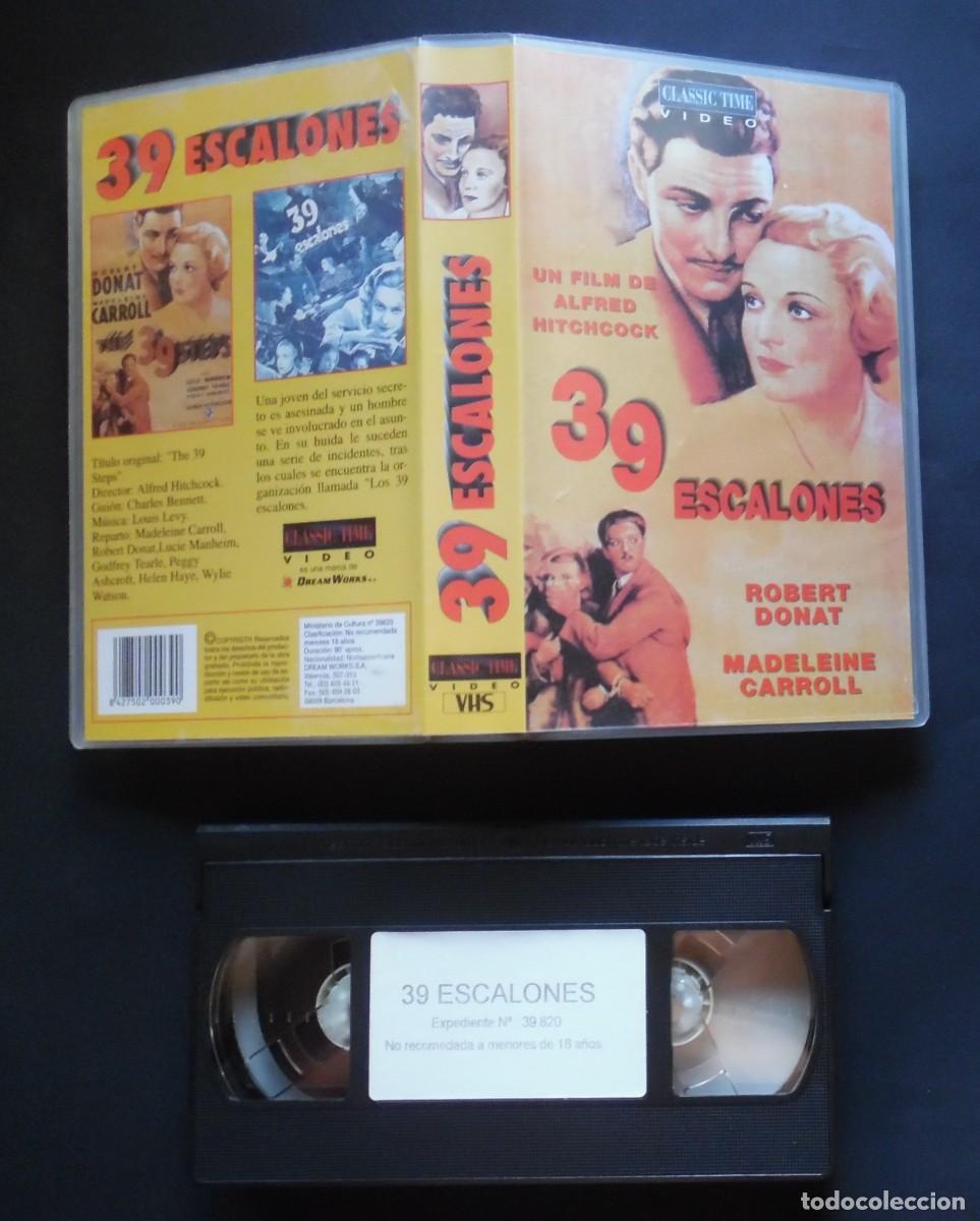 Cine: 39 escalones, de Alfred Hitchock con Robert Donat y M. Carroll. Pel&iacute;cula de la novela de John Buchan