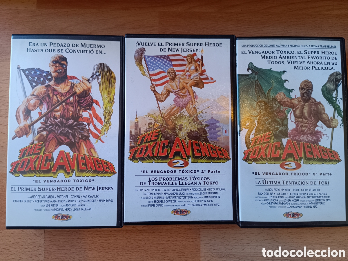 Cine: Trilog&iacute;a completa de The Toxic Avenger (El Vengador T&oacute;xico) en VHS original espa&ntilde;ol