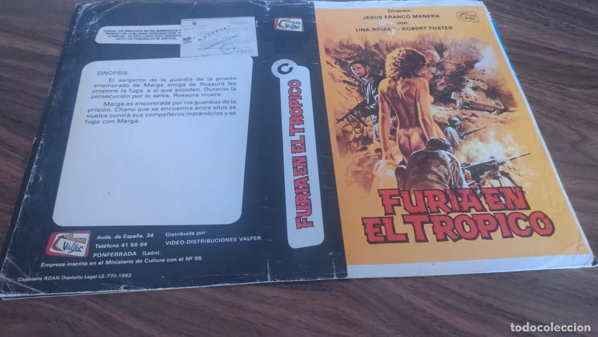 Cine: CARATULA BETA, VHS- FURIA EN EL TROPICO, JESUS FRANCO, LINA ROMAY, VALFER, DIFICIL