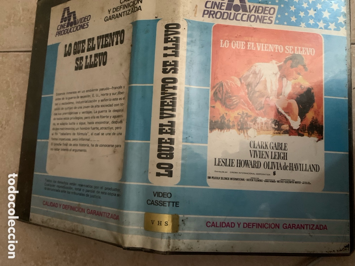 Cine: Pel&iacute;cula VHS &rdquo;Lo que el viento se llev&oacute;&rdquo; - Edici&oacute;n Vintage Original (Cine Video Producciones