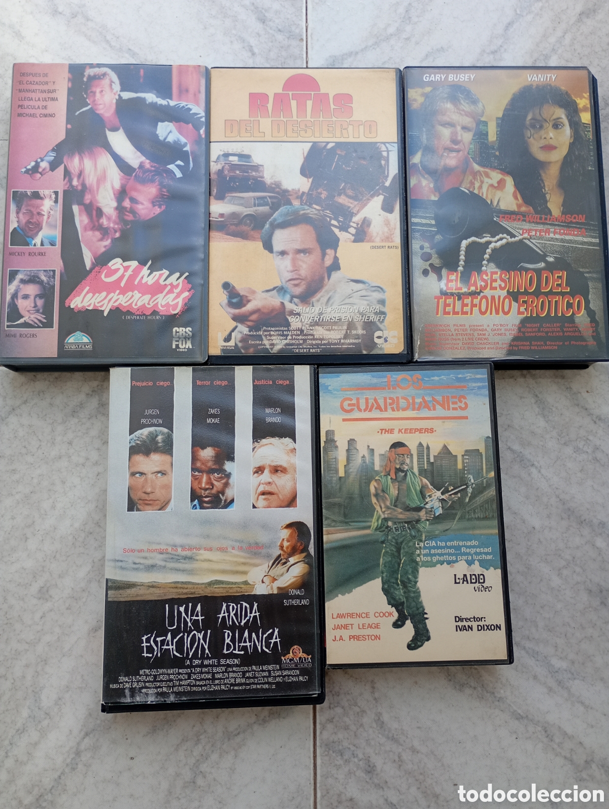 Cine: Lote 5 t&iacute;tulos VHS El asesino del tel&eacute;fono er&oacute;tico