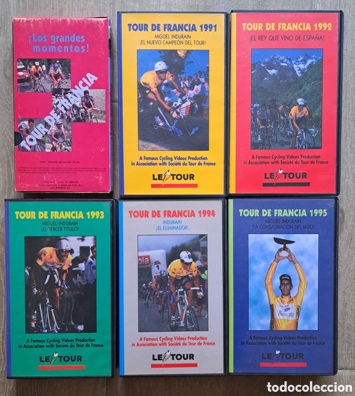 Cine: Lote 6 VHS Tour de Francia (Los Grandes Momentos + 5 Tours de Miguel Indurain 1991-1995)