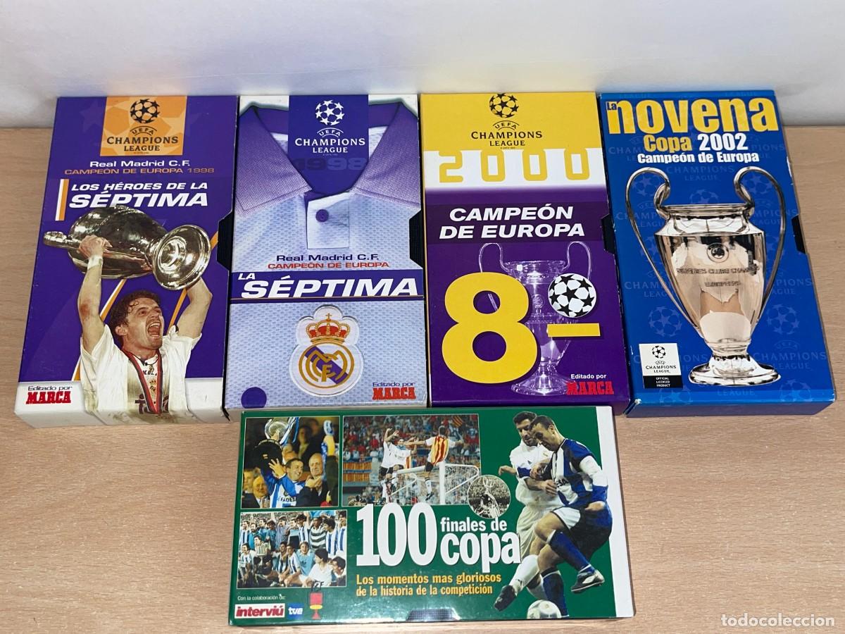 Cine: REAL MADRID 5 v&iacute;deos VHS La S&eacute;ptima Octava y Novena Copa Europa Marca + 100 Finales de Copa Interviu