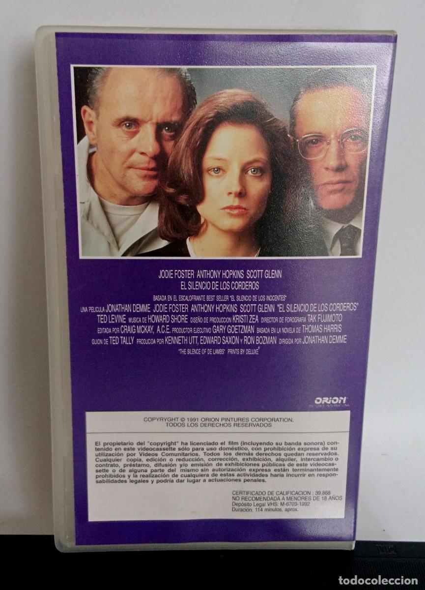 Cine: EL SILENCIO DE LOS CORDEROS EN VHS - Foto 2