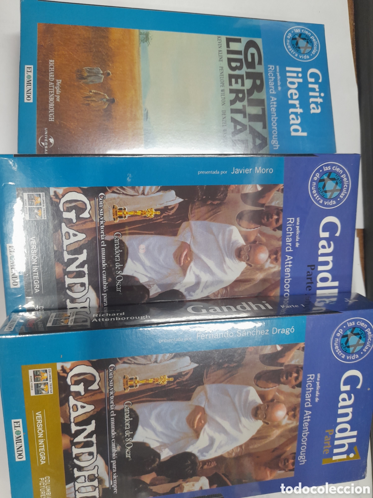 Cine: Pack 12. 3 Pel&iacute;culas VHS. Gandhi 1. Gandhi 2. Grita Livertad.