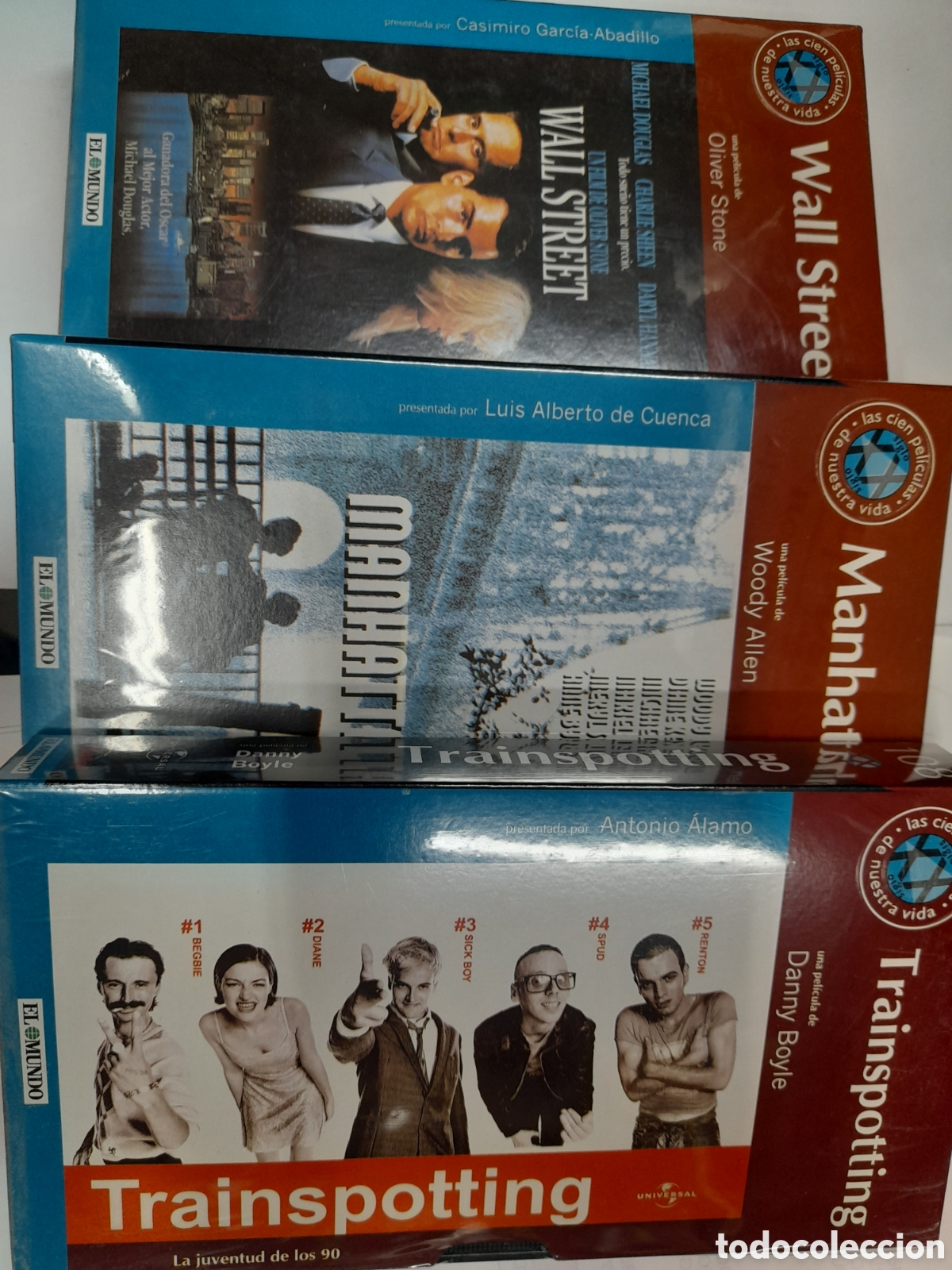 Cine: Pack 19. 3 Pel&iacute;culas VHS. Trainspotting. Manhattan.Wall Street.