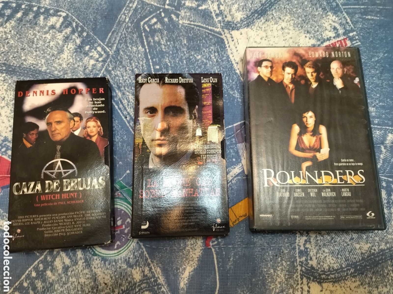 Cine: Lote VHS. Rounders, Caza de brujas y La noche cae sobre Manhattan.