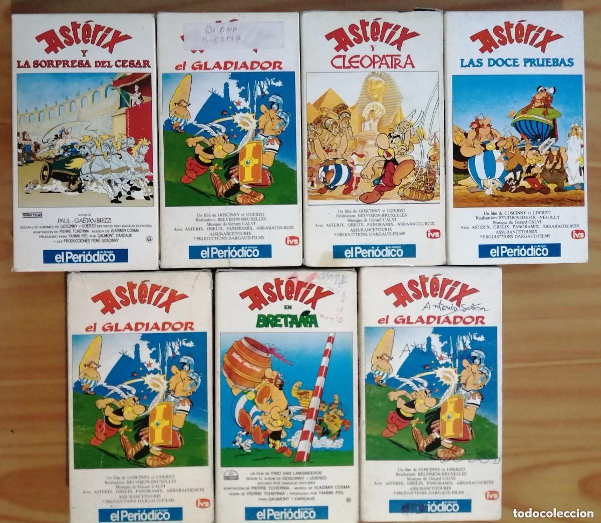 Cinema: 7 VHS - PEL&Iacute;CULAS AXST&Eacute;RIX Y OB&Eacute;LIX - LA SORPRESA DEL C&Eacute;SAR, EL GLADIADOR, Y CLEOPATRA, LAS DOCE PRU