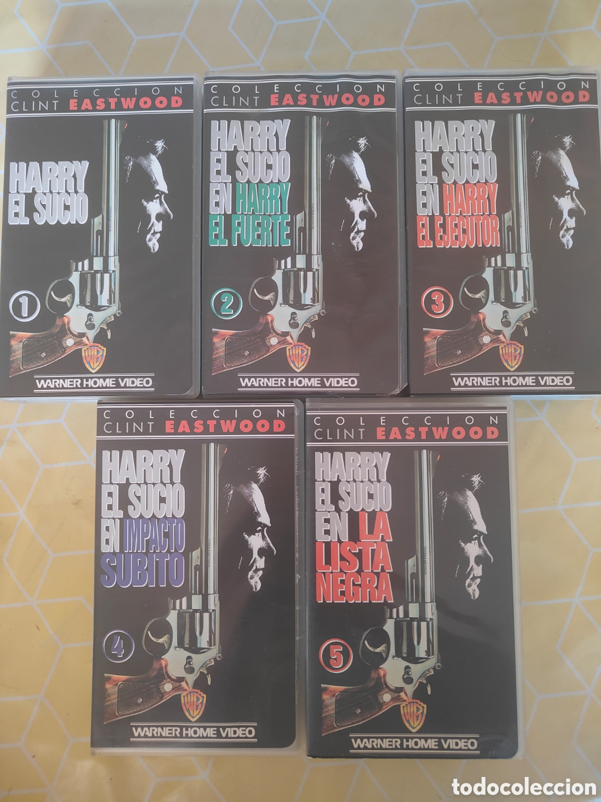 Cine: SAGA COMPLETA HARRY EL SUCIO (1 A 5) - CLINT EASTWOOD - VHS WARNER HOME VIDEO 1991 - CAJAS R&Iacute;GID