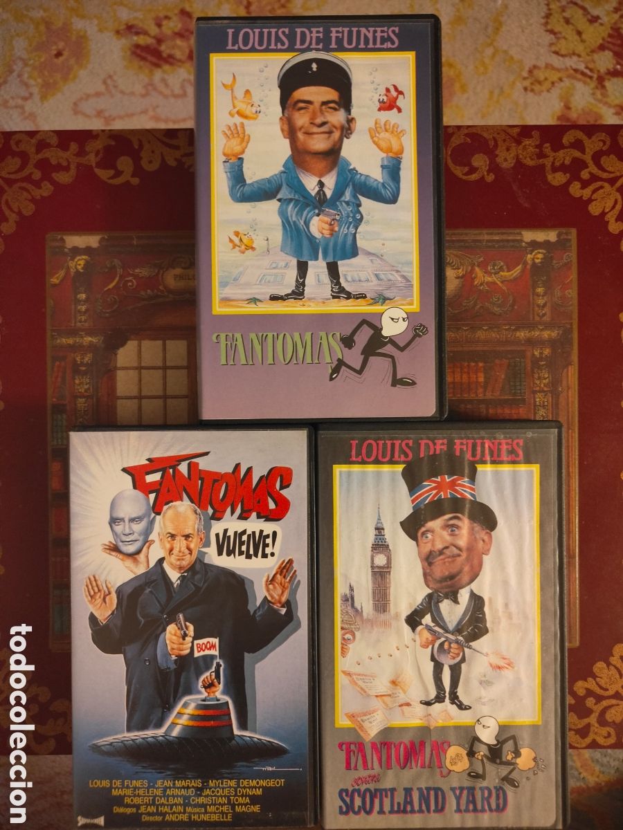 Cine: Lote 3 Cintas VHS Trilogia Fantomas Completa - Louis de Funes y Jean Marais