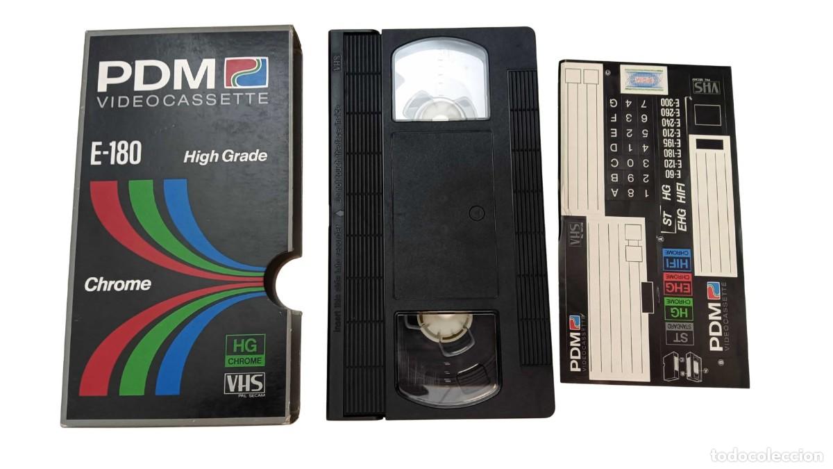 Cine: VHS Usada PDM E-180 High Grade Chrome &ndash; A&ntilde;os 80/90 &ndash; Cinta en Buen Estado + Etiqueta PDM