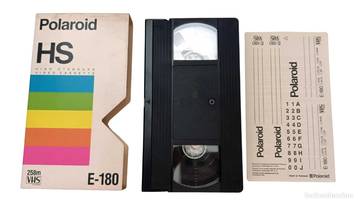 Cine: VHS Usada Polaroid HS E-180 High Standard &ndash; A&ntilde;os 80/90 &ndash; Cinta en Buen Estado + Etiquetas Polaroid