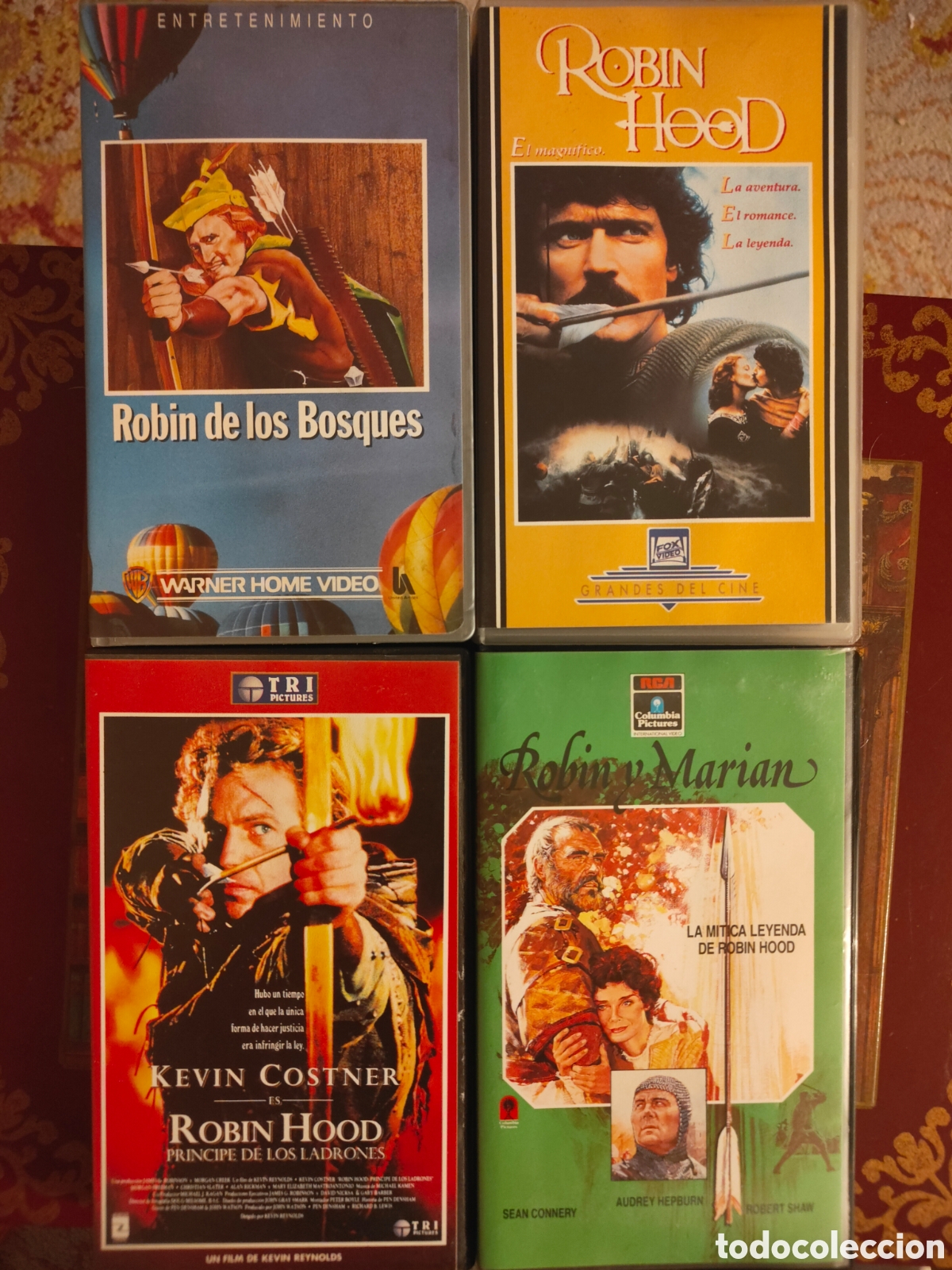 Cine: Lote 4 VHS Robin Hood: Errol Flynn + Sean Connery + Kevin Costner + Patrick Bergin