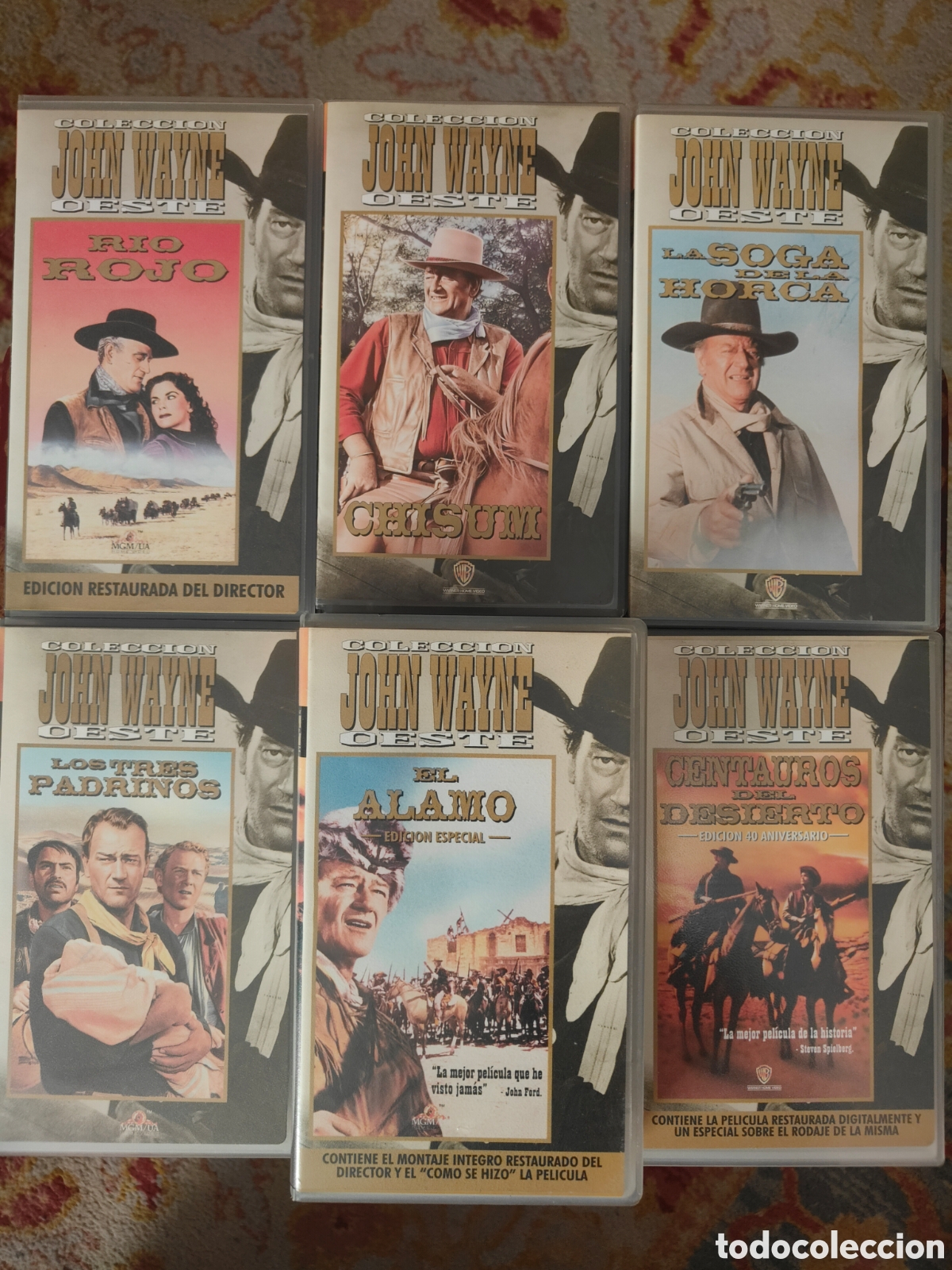 Cine: Lote 8 VHS John Wayne - Colecci&oacute;n Oeste Warner Home Video - El &Aacute;lamo Ed. Especial