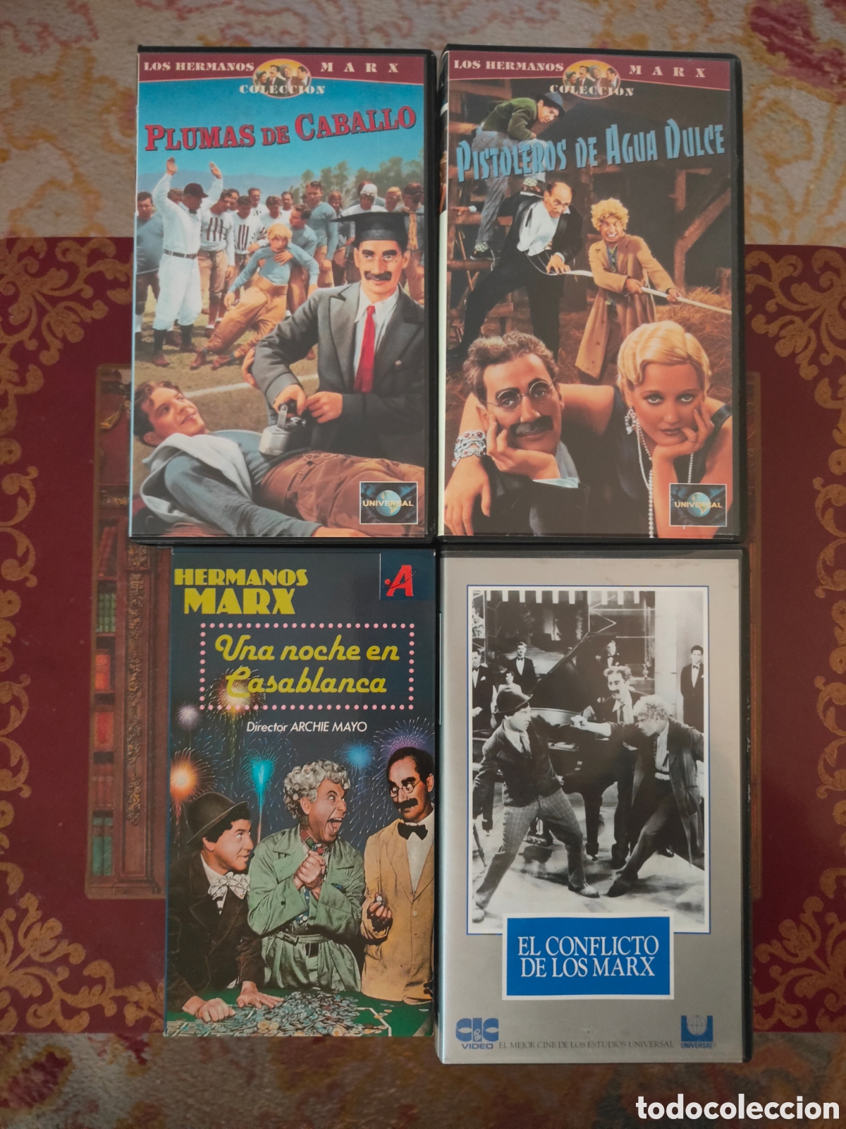 Cine: Lote 4 Cintas VHS Los Hermanos Marx: Plumas de Caballo, Pistoleros de Agua Dulce, El Conflicto...