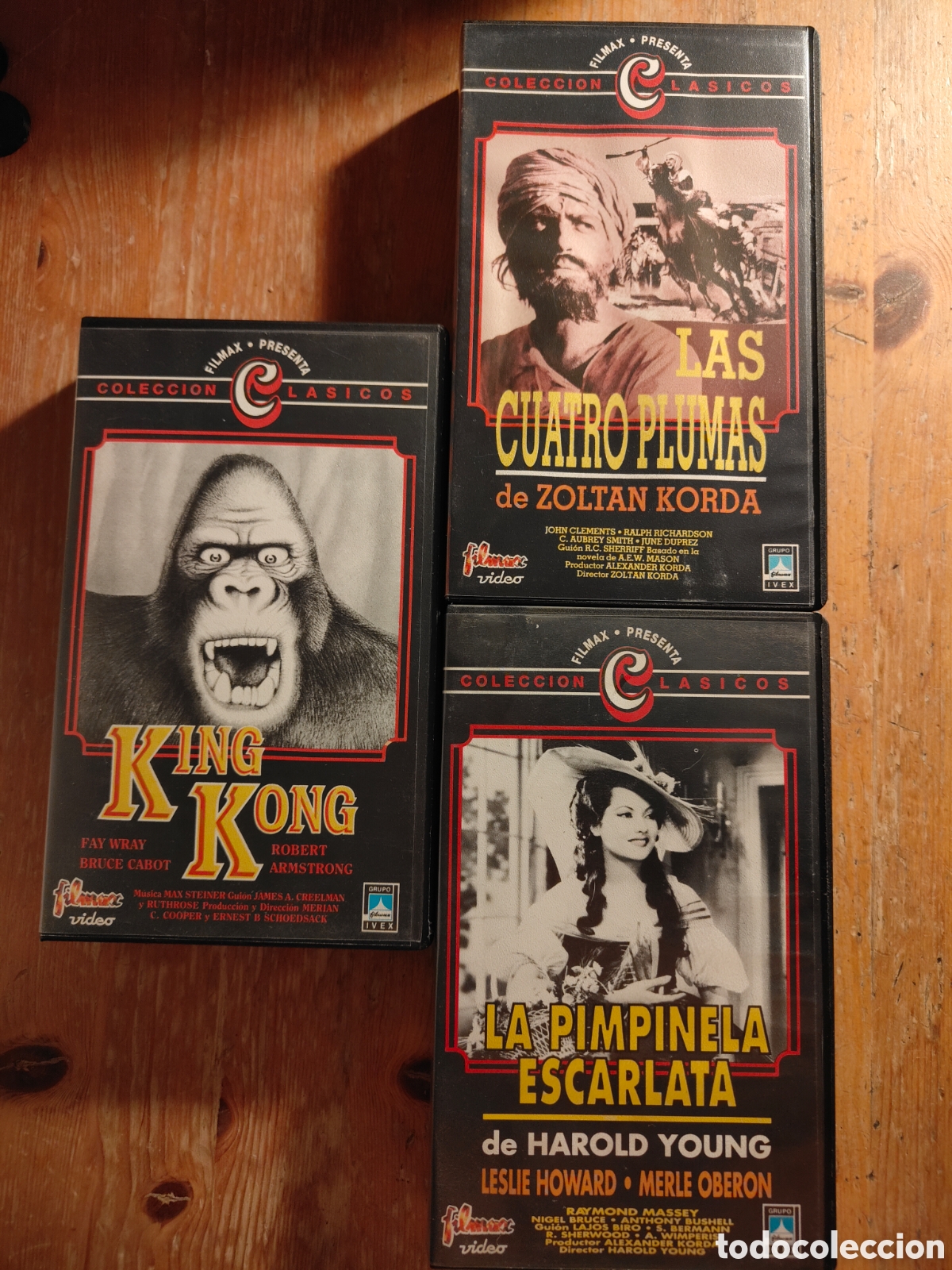 Cine: Lote 3 Pel&iacute;culas VHS Cl&aacute;sicos Filmax - King Kong (1933), Las Cuatro Plumas, La Pimpinela Escarlata
