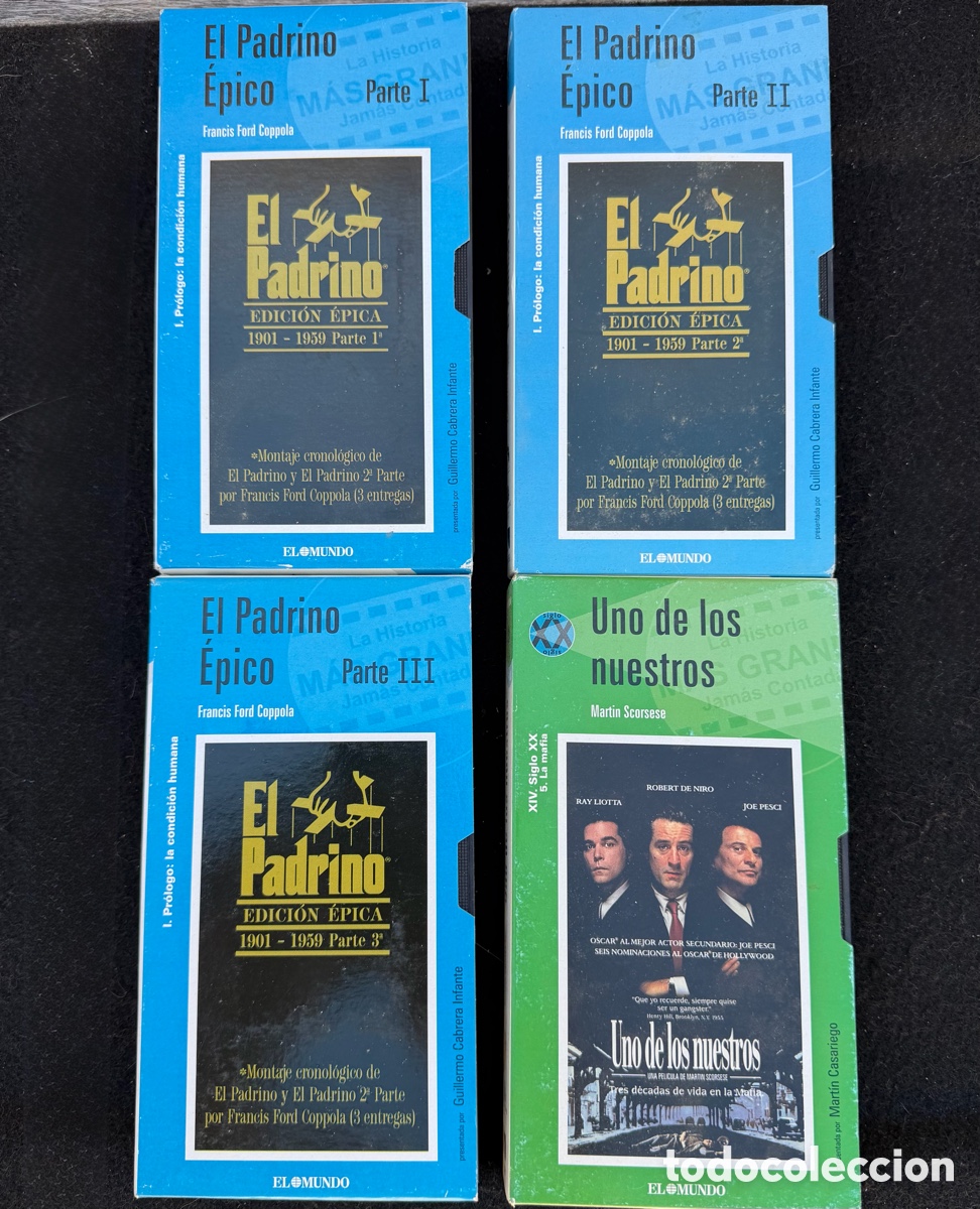 Cine: LOTE 4 PELICULAS VHS TRILOGIA EL PADRINO 1 2 3 FRANCIS FORD COPPOLA UNO DE LOS NUESTROS DE NIRO